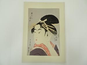 喜多川歌麿　雪月花三幅之内　扇屋花扇　手摺木版画